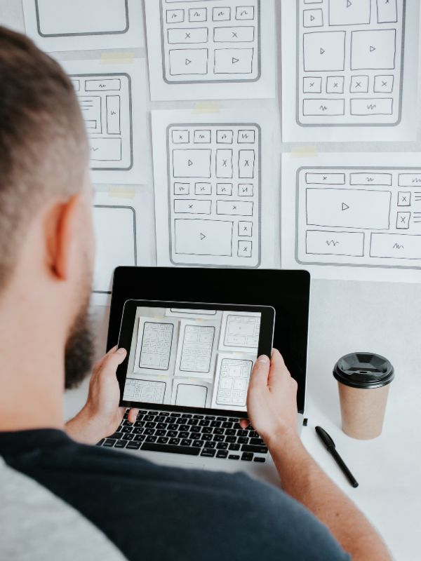 Designer working on laptop